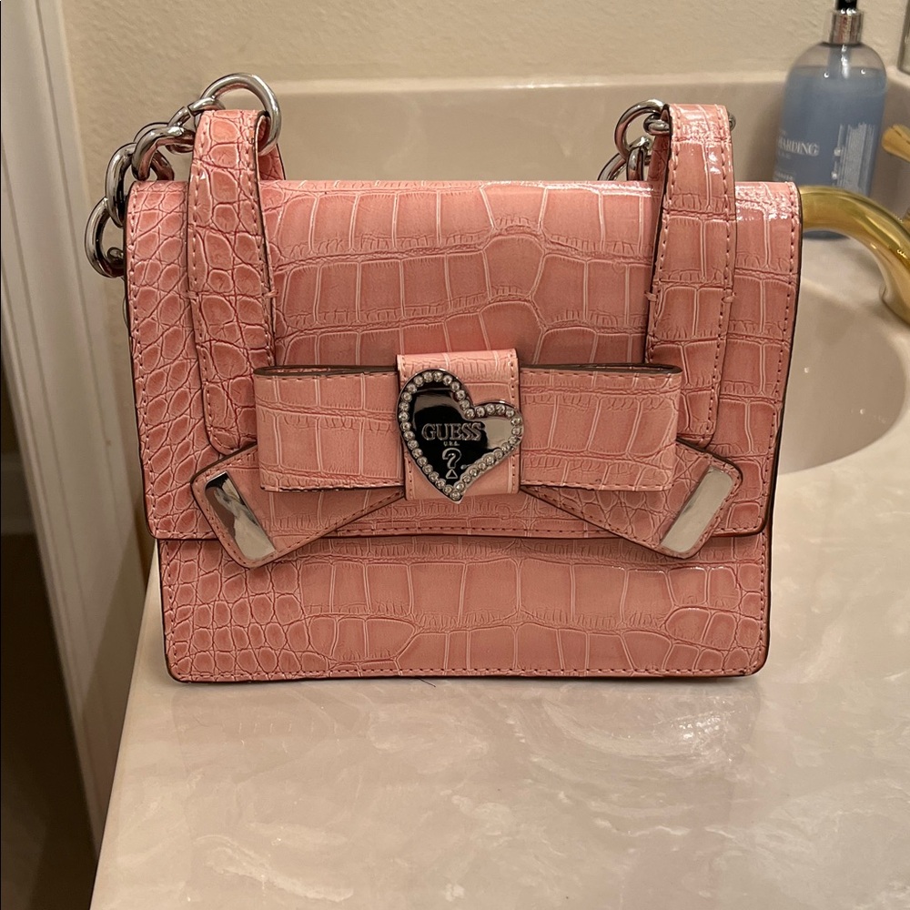 GUESS Blush Croc-Embossed Mini Bag